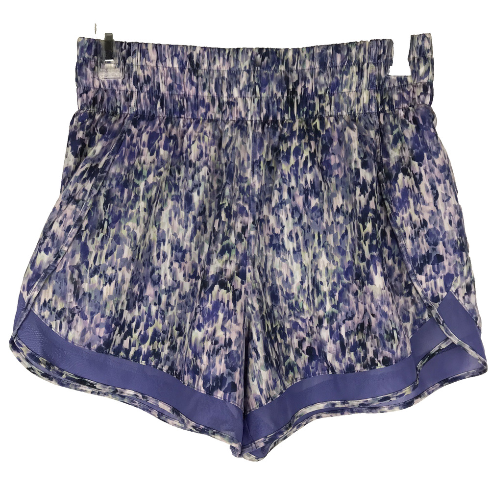 Athleta High Rise Mesh Racer Run 3" Short Purple Zip Pocket UPF40 Size Small